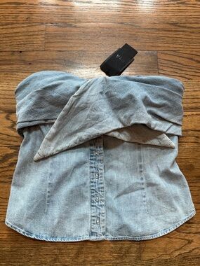 RTA Strapless Denim Corset Top Medium NWT Japanese Denim Bustier Blue Y2K